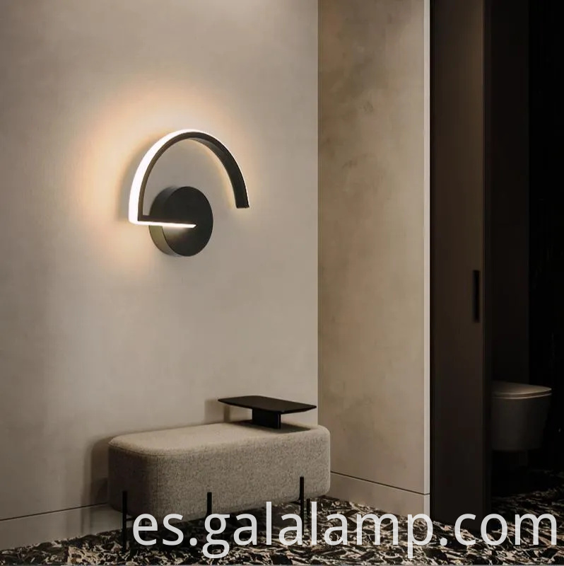 Lámpara de pared LED negra moderna y elegante para uso interior y exterior